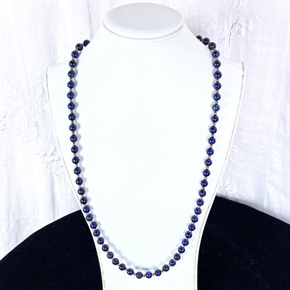 Classic Blue Beaded Necklace - Picture 2 of 9